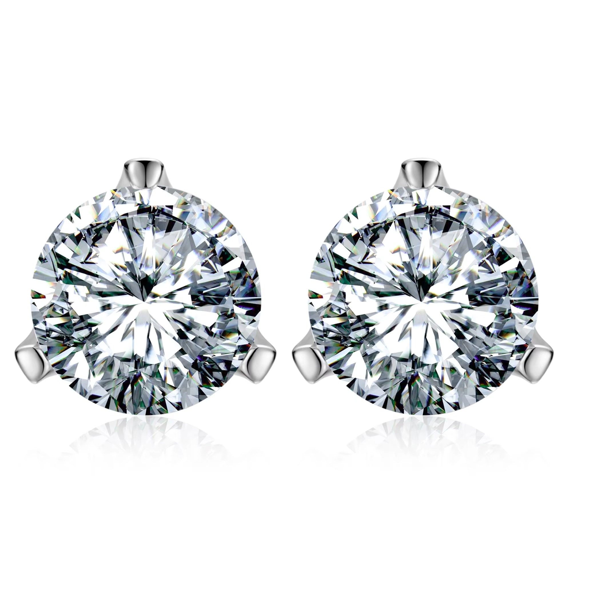 Three-prong setting — VVS moissanite stud earrings